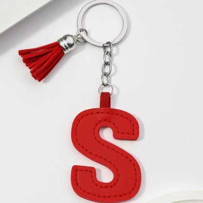 Popular A-Z Color Tassels Keychain 26 Letter Keyring Backpack Pendant Key Ring Buckle Chains for Car Moto Gift