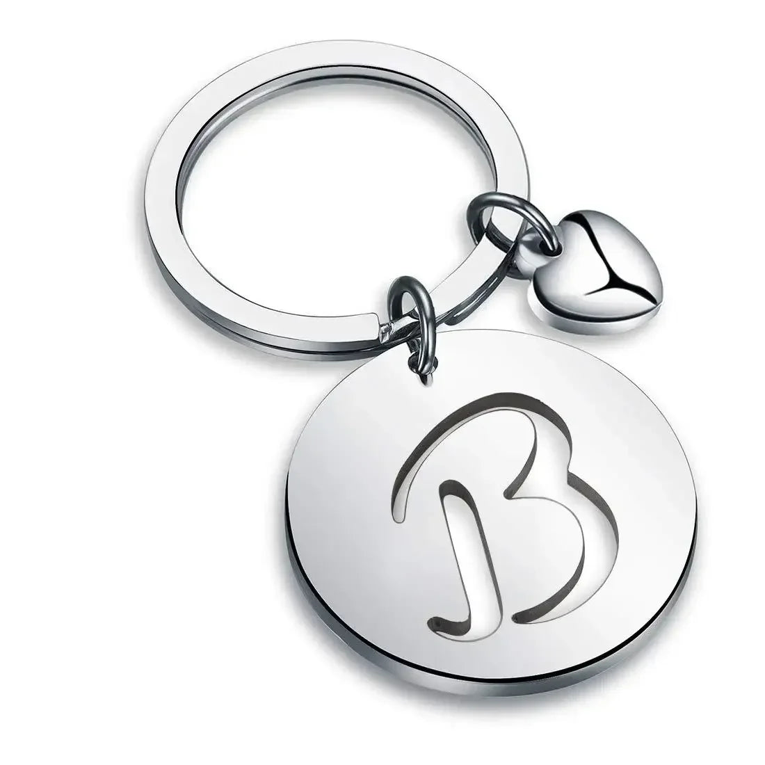 1PCS/2PCS Popular A-Z  Round Brand Stainless Steel Keychain 26 Letter Keyring  Pendant Key Ring Buckle Chains for Car Moto Gift