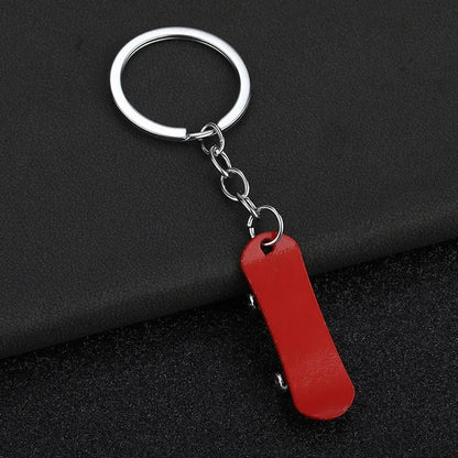 Creative Skateboard Mini Metal Cute Keychain Enthusiast Skate Pendant Key Ring Accessories Personalized Keyring Lover Small Gift