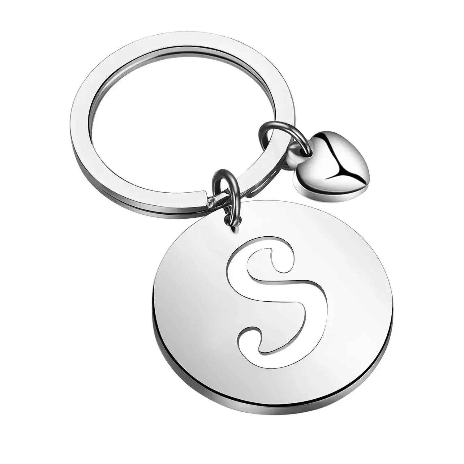 1PCS/2PCS Popular A-Z  Round Brand Stainless Steel Keychain 26 Letter Keyring  Pendant Key Ring Buckle Chains for Car Moto Gift