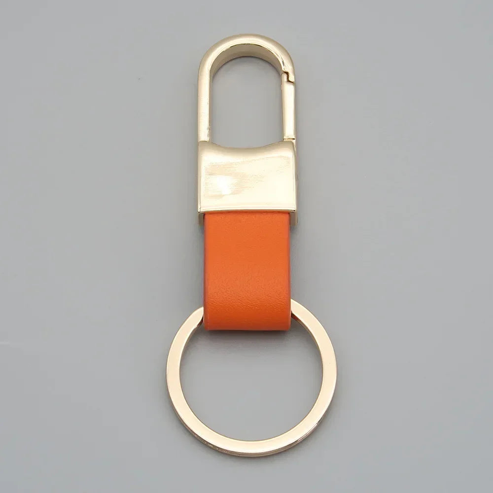 Custom Logo Name Simplicity Matte Finish Metal Leather Keychain with Laser Engraved Keyring Key Ring Chains  Creative for Gif