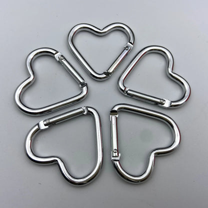 5PCS Heart Shaped Metal Carabiner Keychain Carabiner Outdoor Climbing Camping Key Ring Multi Travel Kit Hook Hanging Keyring