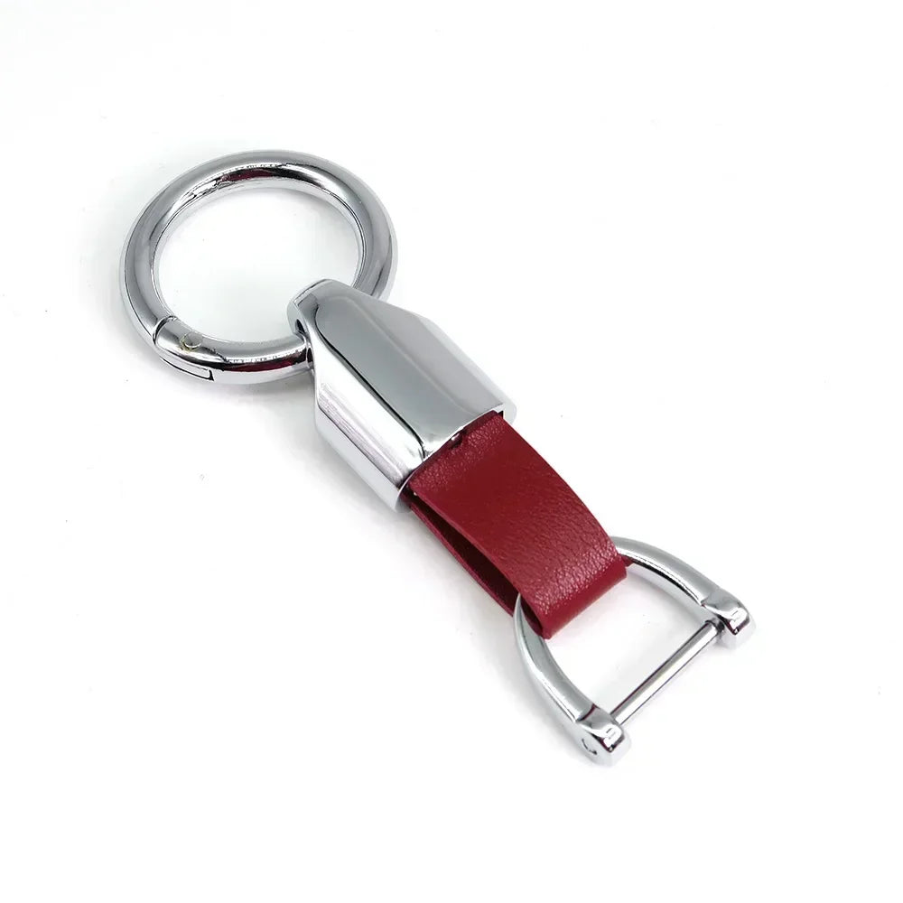 New Fashion Personalized Custom Logo Name Metal Waist Hanging KeyChain Leather Keyring Men Women Key Chain Buckle Ring Gift
