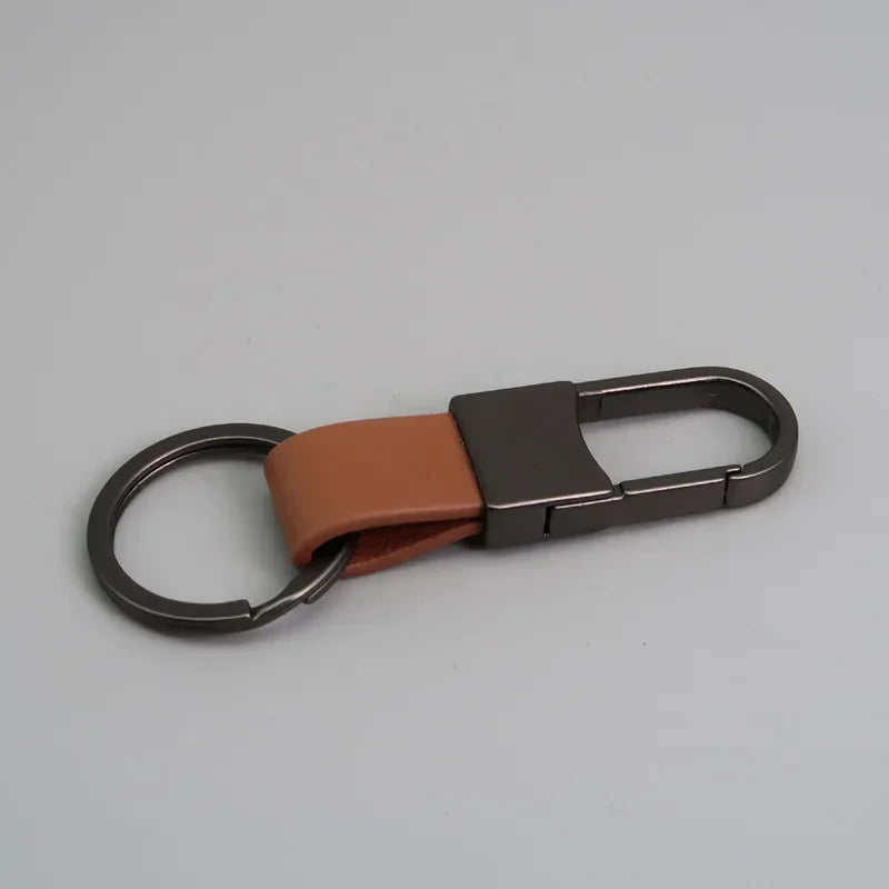 Custom Logo Name Simplicity Matte Finish Metal Leather Keychain with Laser Engraved Keyring Key Ring Chains  Creative for Gif