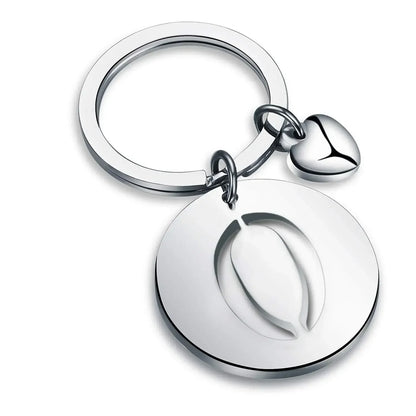 1PCS/2PCS Popular A-Z  Round Brand Stainless Steel Keychain 26 Letter Keyring  Pendant Key Ring Buckle Chains for Car Moto Gift