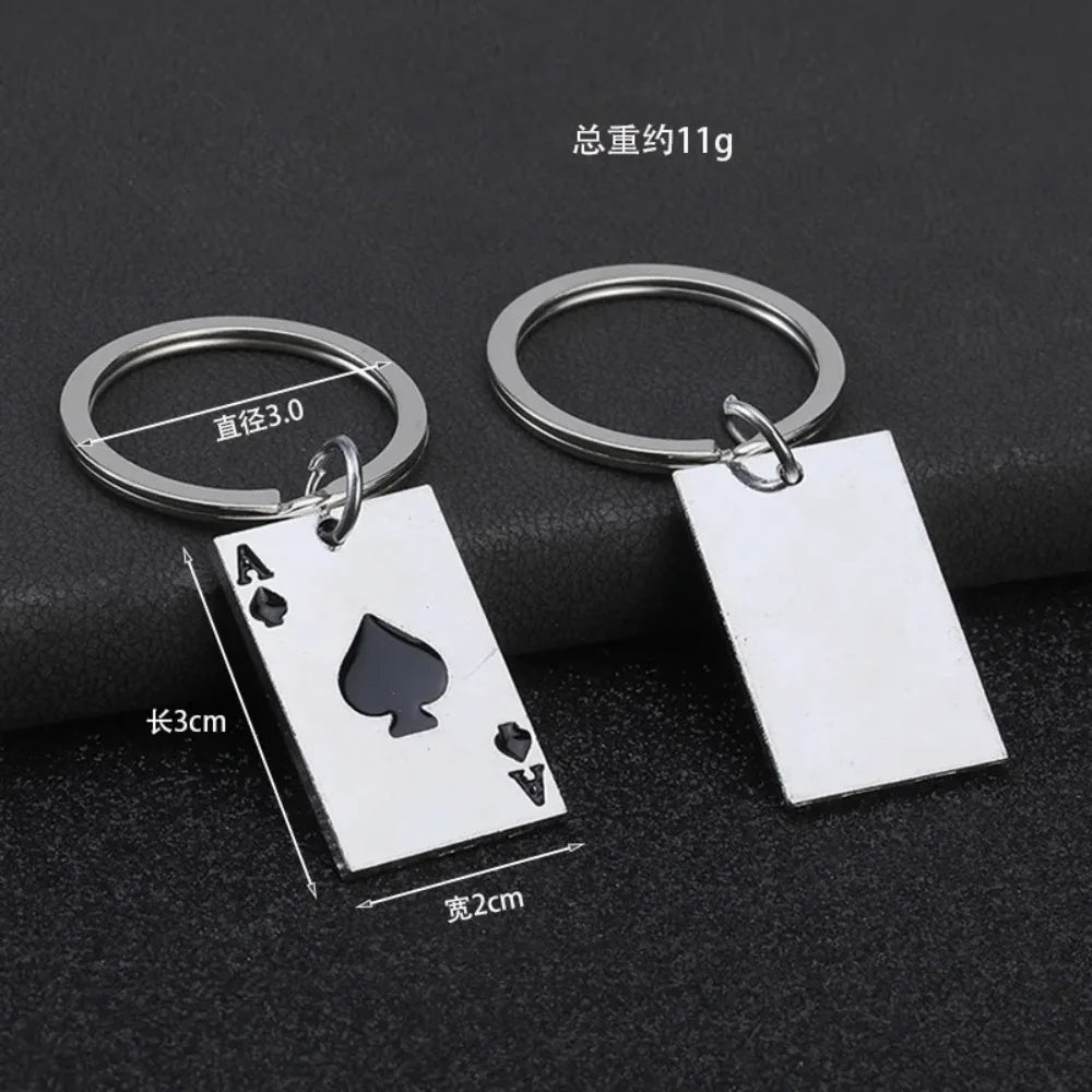 Metal Poker Spades Hearts A Keychain Backpack Pendant Originality Keyring Personalization Car Moto Luck Key Chain Ring Gift