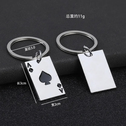 Metal Poker Spades Hearts A Keychain Backpack Pendant Originality Keyring Personalization Car Moto Luck Key Chain Ring Gift