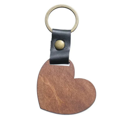 Custom LOGO Name Creative Engraving Wood DIY Keychain Spade Man Woman Key Chain Ring Pendant Metal Car Moto Keyring Leather Gift