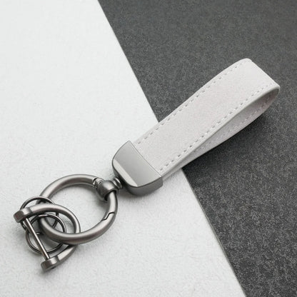 Personality Luxury Fur Leather Keychain Pendant Custom Laser Carving Logo Name Keyring Car Moto Metal Key Ring Chain Gift
