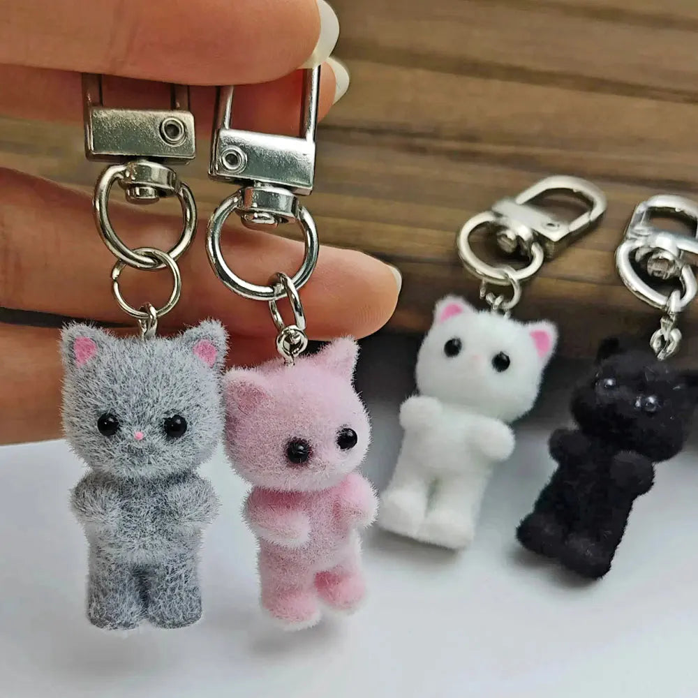 Originality Simulation Animal Hobby Cat Keychain Pendant Backpack Keyring Cartoon Cute Doll for Girl Key Ring Chain Gift