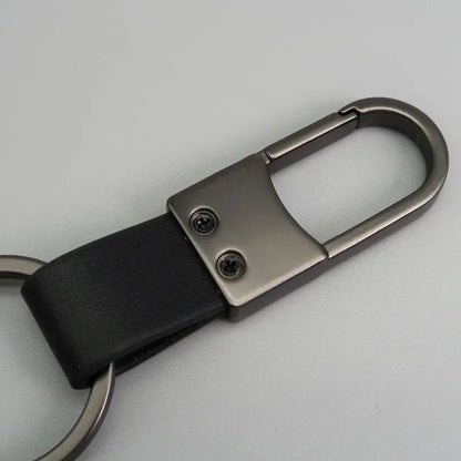 Custom Logo Name Simplicity Matte Finish Metal Leather Keychain with Laser Engraved Keyring Key Ring Chains  Creative for Gif