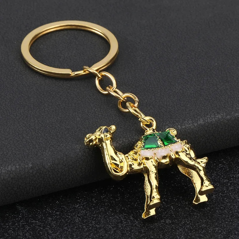 Originality 3D Three-dimensional Keychain Metal Desert Backpack Personalization Keyring Badge Pendant Camel Key Chain Ring Gif