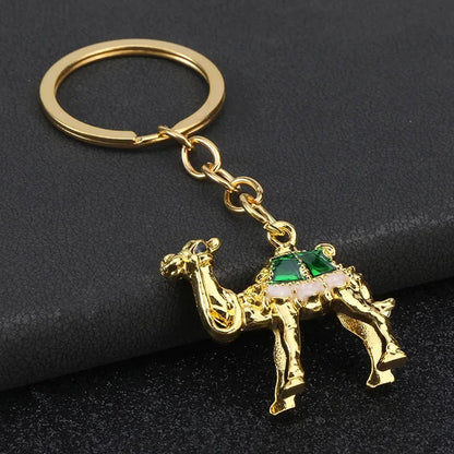 Originality 3D Three-dimensional Keychain Metal Desert Backpack Personalization Keyring Badge Pendant Camel Key Chain Ring Gif