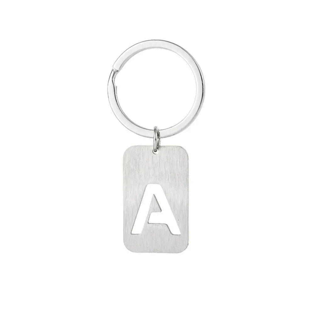 New Creative Hollowed Out 26 Letter Keychain Brushed Military Brand Pendants  Key Ring Buckle Chains Car Motorcyler Keyring Gift