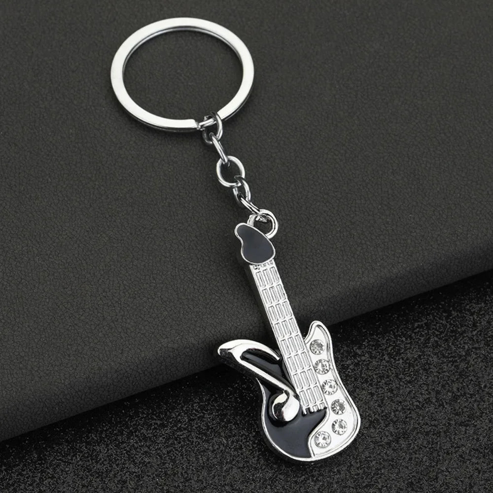 Enthusiast Creative Music Mini Metal Cute Keychain Guitar Pendant Key Ring Accessories Personalized Keyring Lover Small Gift