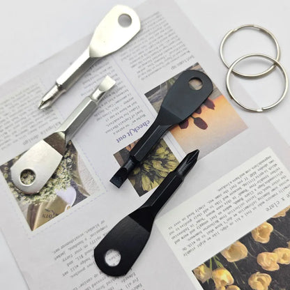Portable Stainless Steel Mini EDC Keychain Slotted Phillips Screwdriver Keyring Pocket Repair Tools Set Key Chain Ring Gift