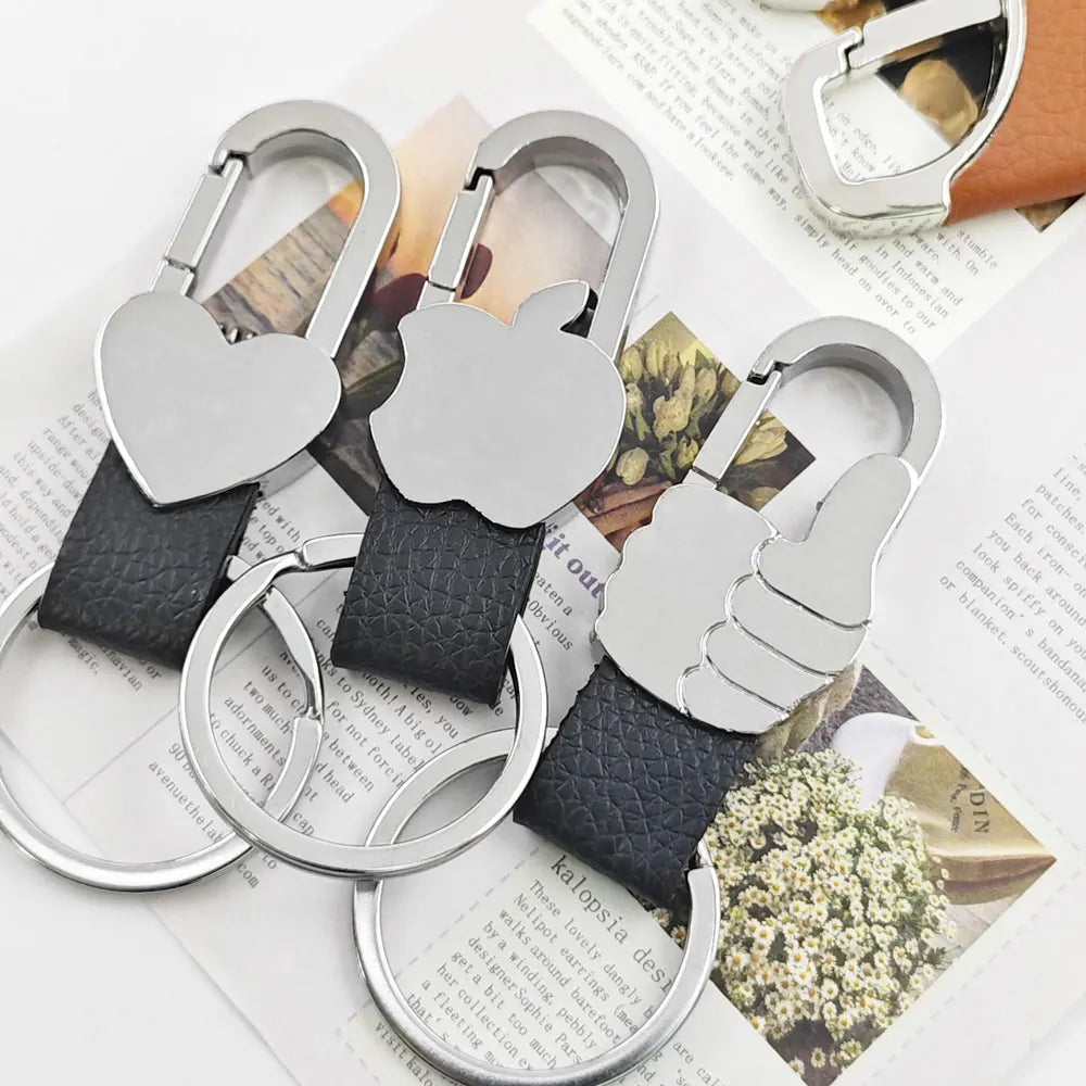 1/4PCS Personalized Leather Splicing Waist Hanging Car Keychain Metal Key Ring Chain Motorcycle Keyring Accessories for Man Gift