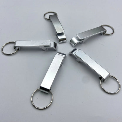 5PCS Custom LOGO Name Bottle Opener Beer Keychain Keyring Multifunctional Laser Carving Key Ring Chain Bar AD Multi Color Gift