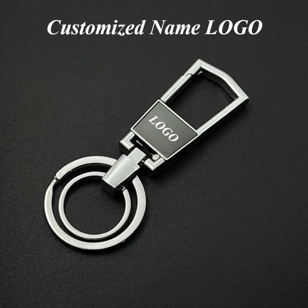 Zinc Allo Keychain Customized LOGO Name Laser Carving Pendant Motorcycle Car Keyring for Men and Women  Key Ring Chain Gift