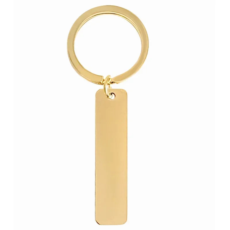 New style Stainless Steel Custom Logo Name Keychain Rectangular Hang Tag Metal Key Ring Advertising Holiday Engraved laser Gift