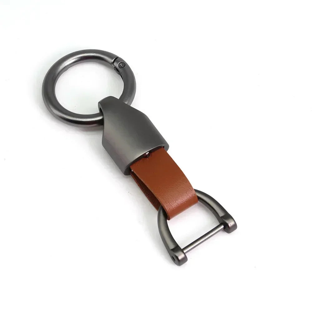 New Fashion Personalized Custom Logo Name Metal Waist Hanging KeyChain Leather Keyring Men Women Key Chain Buckle Ring Gift