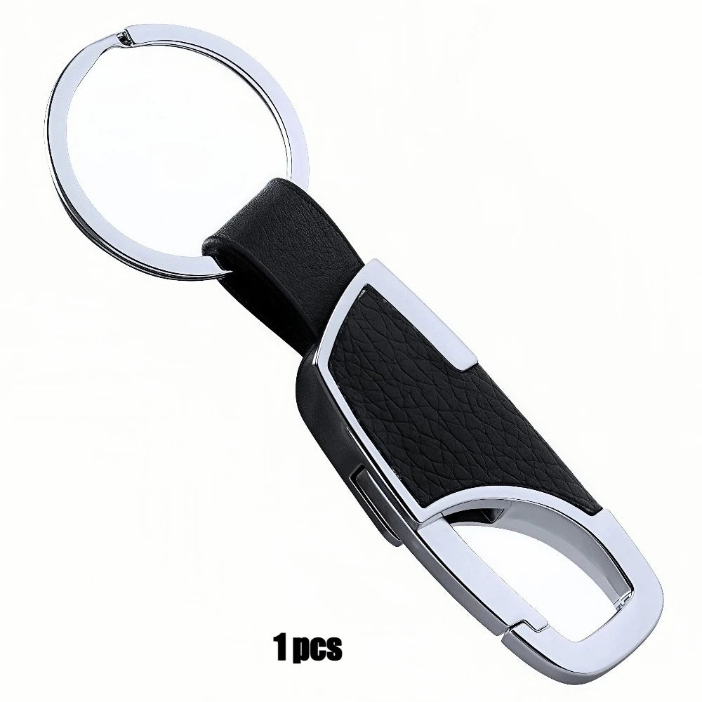 1/4PCS Personalized Leather Splicing Waist Hanging Car Keychain Metal Key Ring Chain Motorcycle Keyring Accessories for Man Gift