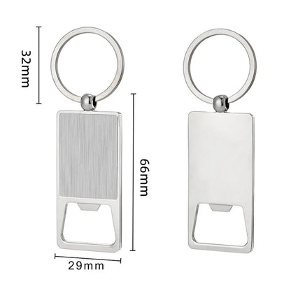 Creative Custom Laser Logo Name Keyring Metal Beer Bottle Opener Keychain Practical Printing Activity Bar Ad Key Ring Chain Gift