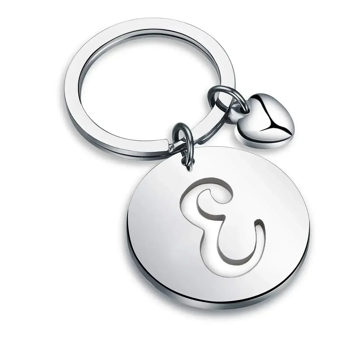 1PCS/2PCS Popular A-Z  Round Brand Stainless Steel Keychain 26 Letter Keyring  Pendant Key Ring Buckle Chains for Car Moto Gift