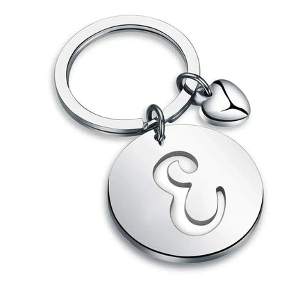 1PCS/2PCS Popular A-Z  Round Brand Stainless Steel Keychain 26 Letter Keyring  Pendant Key Ring Buckle Chains for Car Moto Gift