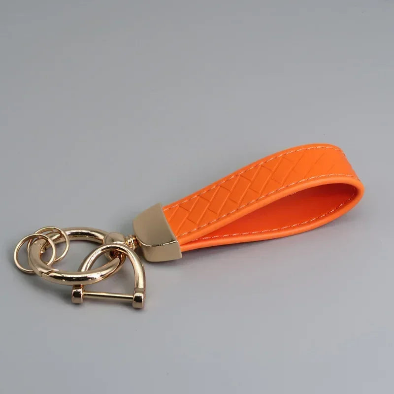 Creative Trendy Pendant Leather Keychain Accessories Net-like Metal Keyring Custom Name Text Logo Car Moto Key Chain Ring Gift