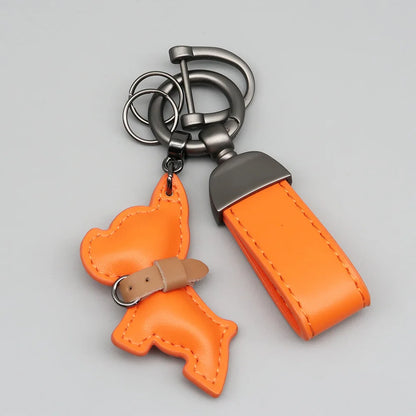 Custom Name Metal Leather Dog Keychain Pendant Moto Car Keyring Laser Engrave Text Cartoon Key Ring Chain Gift