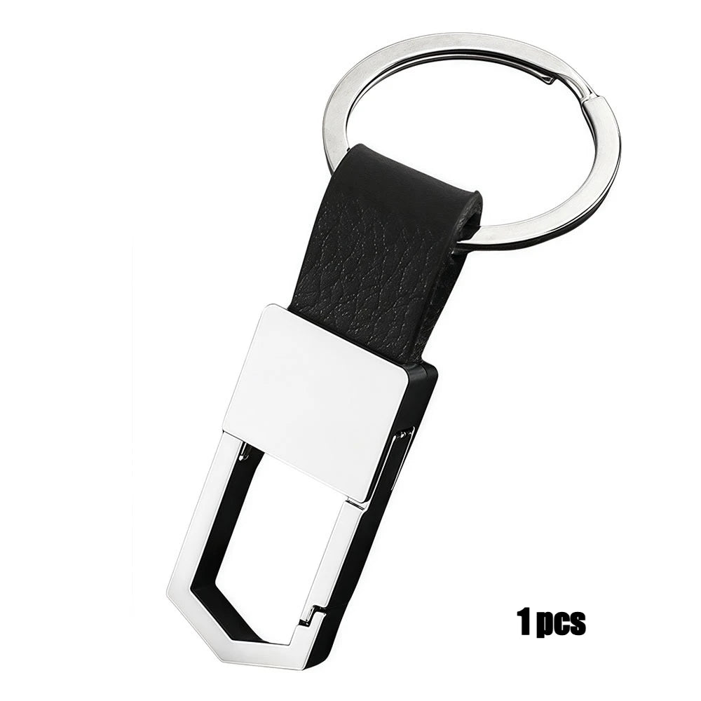 1/4PCS Personalized Leather Splicing Waist Hanging Car Keychain Metal Key Ring Chain Motorcycle Keyring Accessories for Man Gift