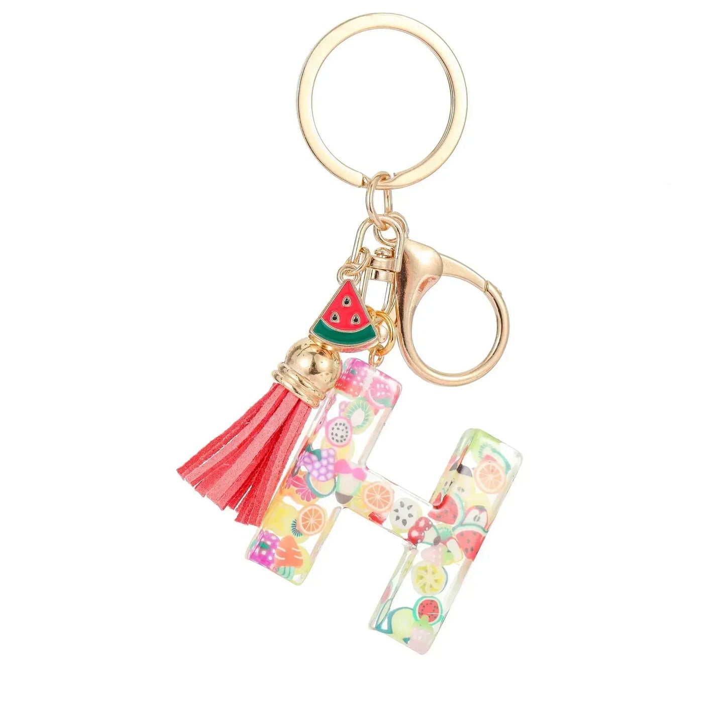Personalized A-Z Key Ring Buckle Chains Y2k New Fruit Resin Keychain 26 Letter Pendant Fresh Cute Keyring Alphabet Initial Gift