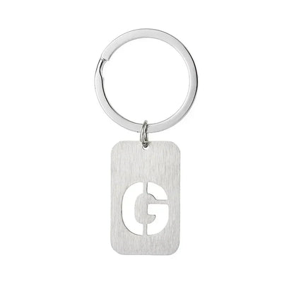 New Creative Hollowed Out 26 Letter Keychain Brushed Military Brand Pendants  Key Ring Buckle Chains Car Motorcyler Keyring Gift