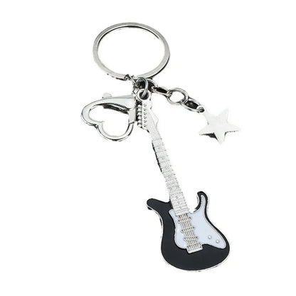 Creative Music Enthusiast Metal Cute Keychain Bass Guitar Pendant Key Ring Accessories Personalized Keyring Lover Small Gift
