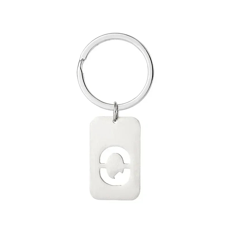 New Creative Hollowed Out 26 Letter Keychain Brushed Military Brand Pendants  Key Ring Buckle Chains Car Motorcyler Keyring Gift