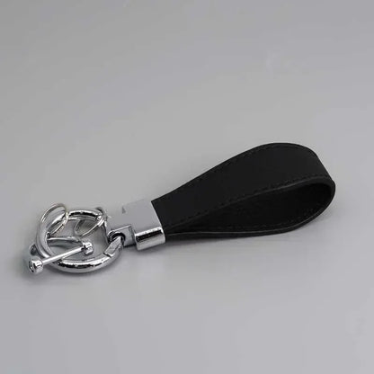 Custom Logo Name Luxury Genuine Leather Keychain Plaid  Colors Women Men Keyring Black Buckle Car Moto Key Ring Chain Gift