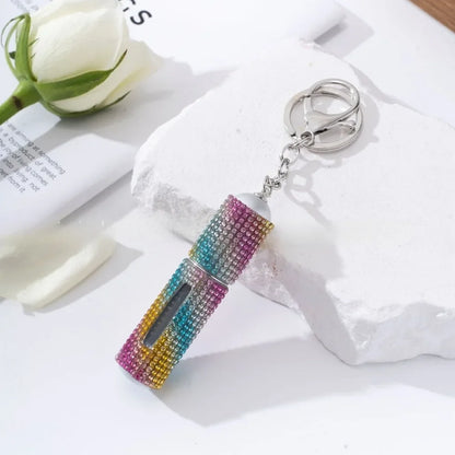 Creative Diamond-encrusted Keychain Mini Perfume Metal Bottom Hot-selling Keychain Charging Bottling Women Key Chain Ring Gift