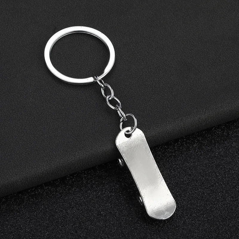 Creative Skateboard Mini Metal Cute Keychain Enthusiast Skate Pendant Key Ring Accessories Personalized Keyring Lover Small Gift