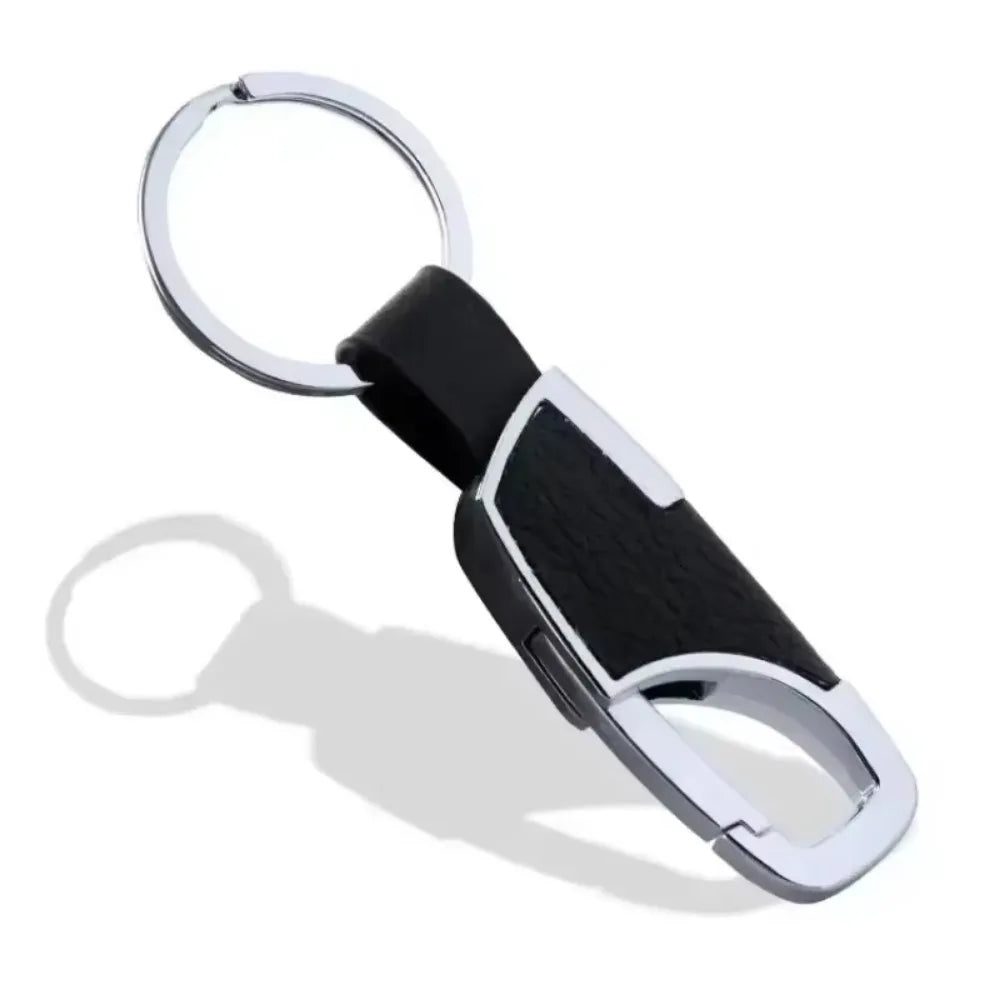 Commercial Affairs Custom Logo Name Keychain Buckle Men Car Moto Genuine Leather Key Ring Chains Men Waist Personalized Gift