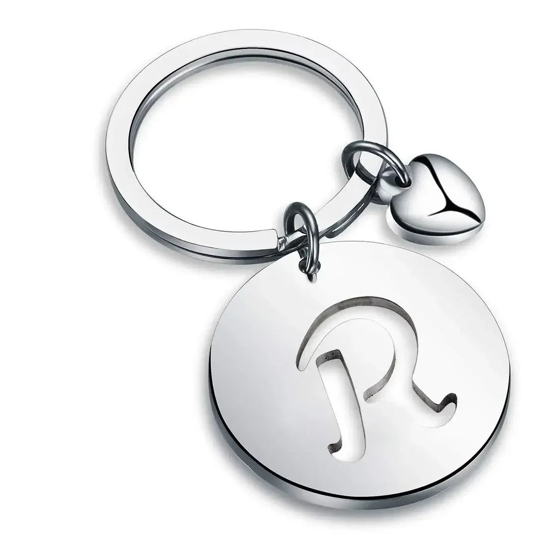 1PCS/2PCS Popular A-Z  Round Brand Stainless Steel Keychain 26 Letter Keyring  Pendant Key Ring Buckle Chains for Car Moto Gift