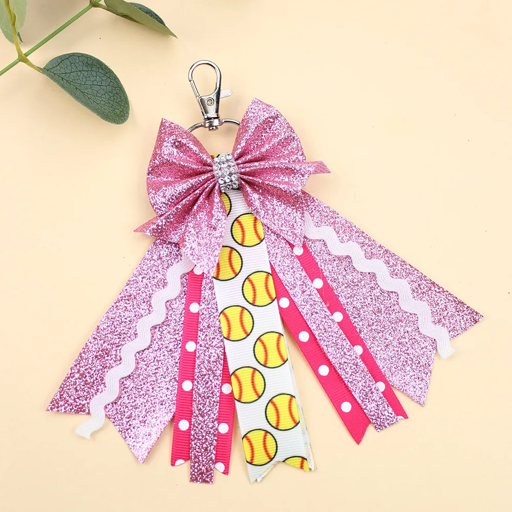 Originality Silk Ribbon Cloth Butterfly Keychain Flower Cheerleaders Keyring for Woman Pendant Backpack Key Ring Chain Gift