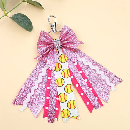 Originality Silk Ribbon Cloth Butterfly Keychain Flower Cheerleaders Keyring for Woman Pendant Backpack Key Ring Chain Gift