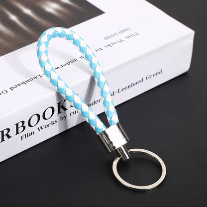 Originality PU Leather Metal Organization Rope Keychain Personality Custom Name Text Keyring Car Moto Key Ring Chain Gift
