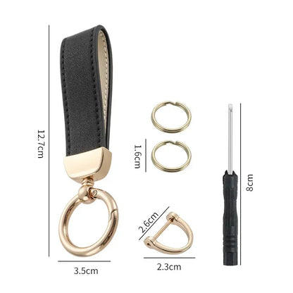 Customized Logo Name PU Leather Keychain Business Leather Key Chain for Men Women Car Keyring O-ring Engraved Engraving Gift