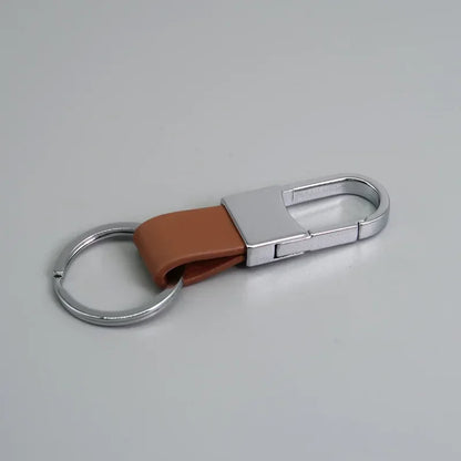 Custom Logo Name Simplicity Matte Finish Metal Leather Keychain with Laser Engraved Keyring Key Ring Chains  Creative for Gif