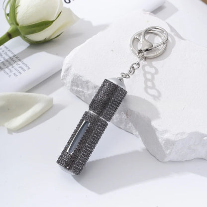 Creative Diamond-encrusted Keychain Mini Perfume Metal Bottom Hot-selling Keychain Charging Bottling Women Key Chain Ring Gift