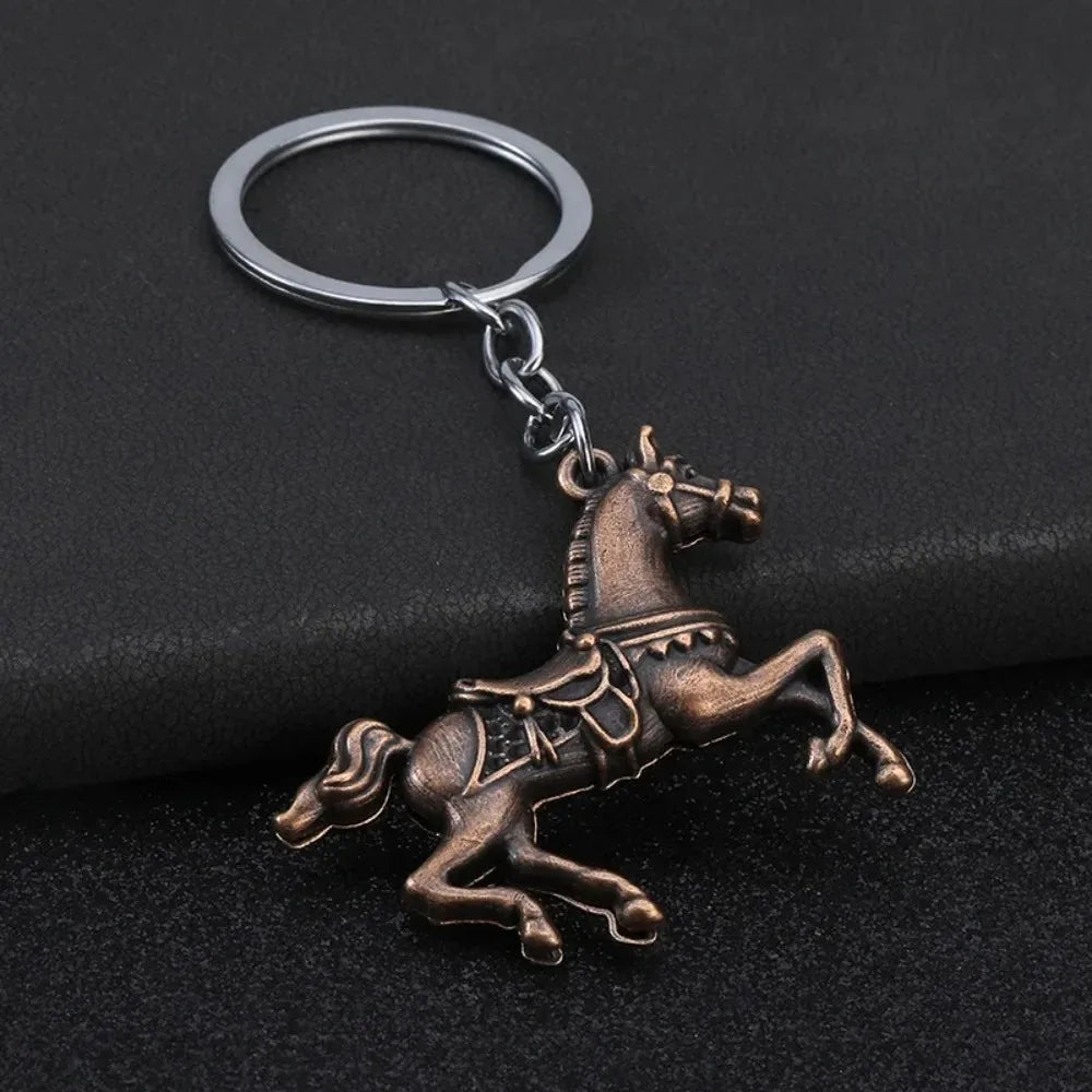 Personalization Originality Keychain 3D Three-dimensional War-horse Pendant Keyring Backpack Metal Badge Key Chain Ring Gift