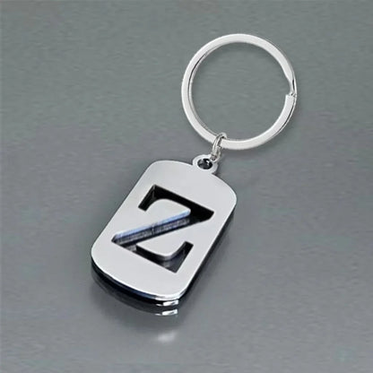 Popular A-Z Square Brand Stainless Steel Keychain 26 Letter Keyring Pendant Key Ring Buckle Chains for Car Motorcyle Gift