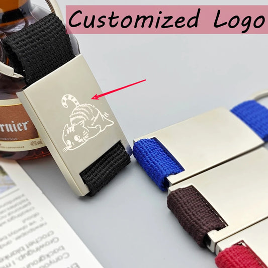Metal Leather Custom Logo Keyring Spot Keychain Hardware Accessorie Buckle Car Key Pendant Fashionable Wholesale Gift